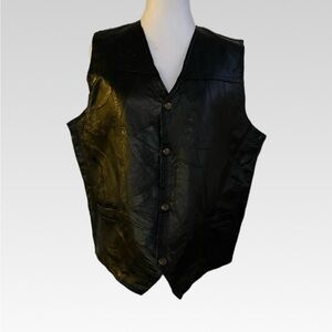 LEATHER Men's Classic Black  Vest SIZE M